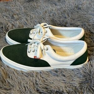 Green and White Suede Spectator Vans